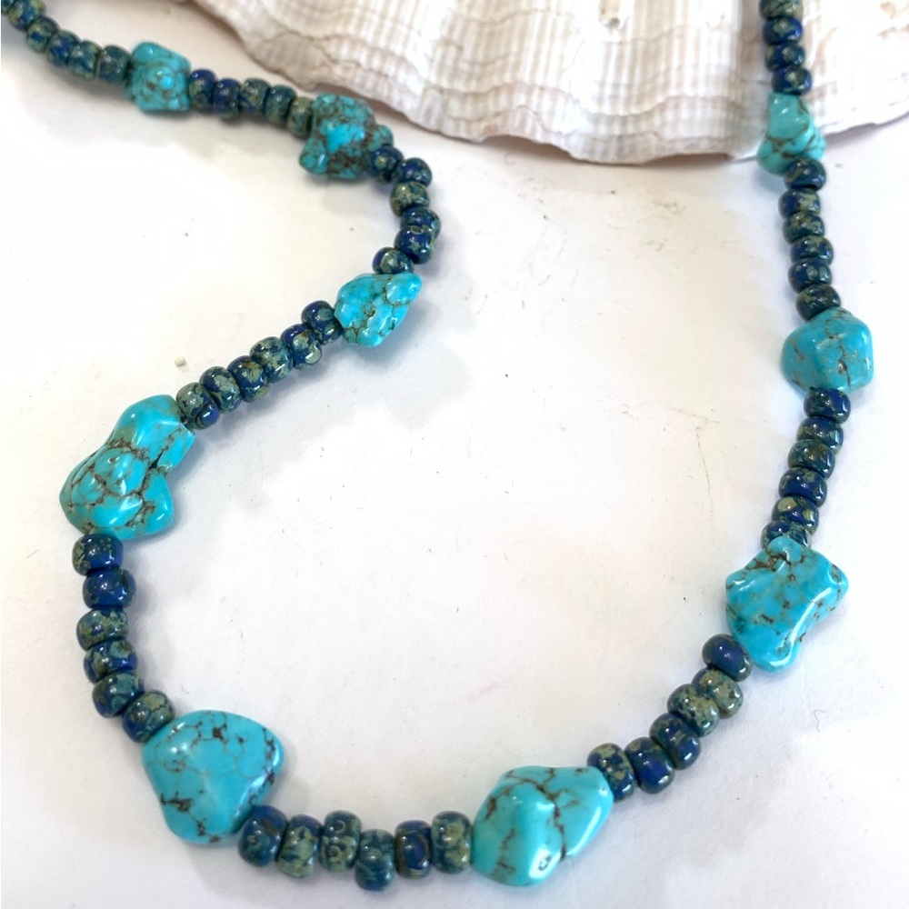 Turquoise & Picasso Beaded Necklace